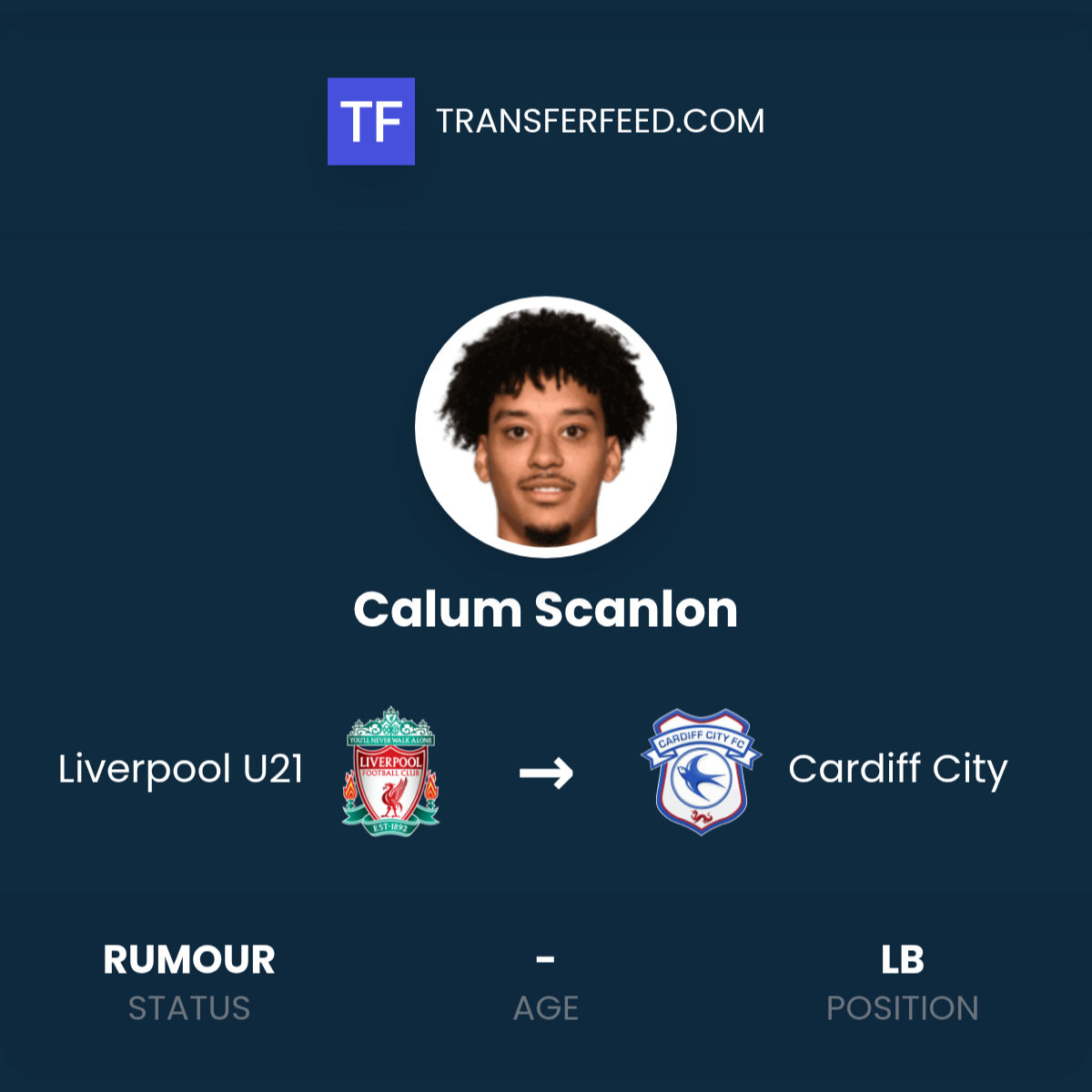 Calum Scanlon Transfer from Liverpool U21 to Cardiff City - TransferFeed