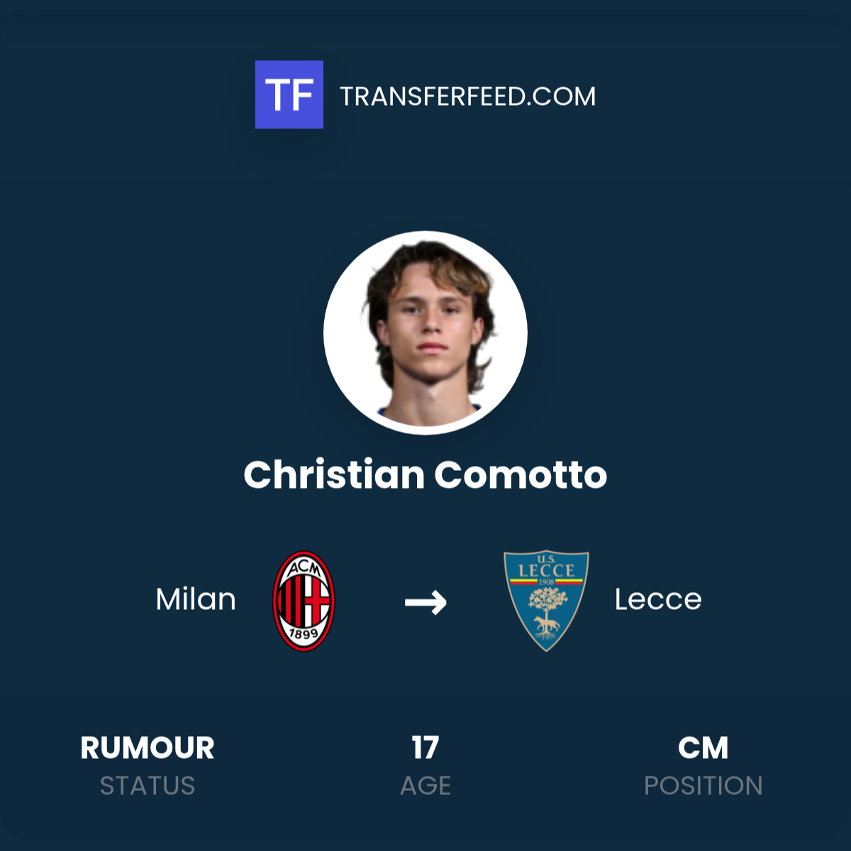 Comotto Christian Comotto Transfer from Milan to Lecce - TransferFeed