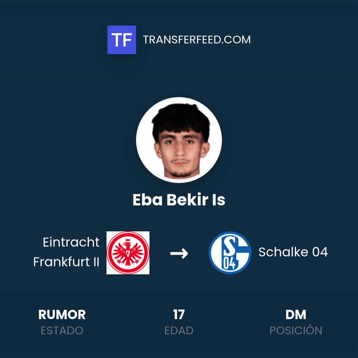 Fichaje de Eba Bekir Is: Eintracht Frankfurt II a Schalke 04 - TransferFeed