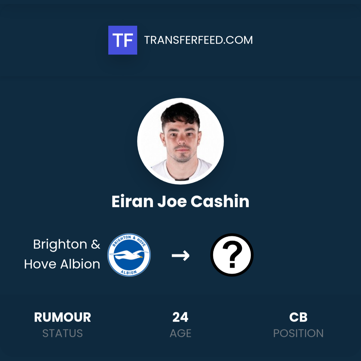 Eiran Joe Cashin leaving Brighton & Hove Albion? - TransferFeed